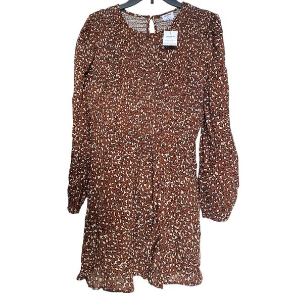 Cotton On Woven Hope Long Sleeve Mini Leopard  Dress Large NWT - Picture 4 of 6
